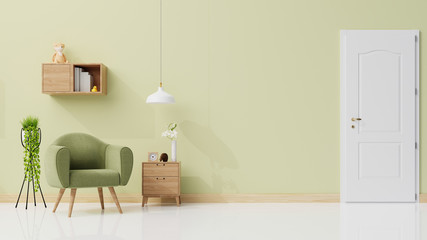 Interior poster mock up living room with colorful white sofa . 3D rendering.