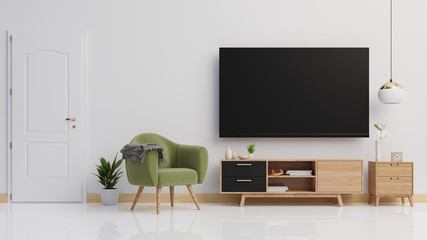 Interior poster mock up living room with colorful white sofa . 3D rendering.