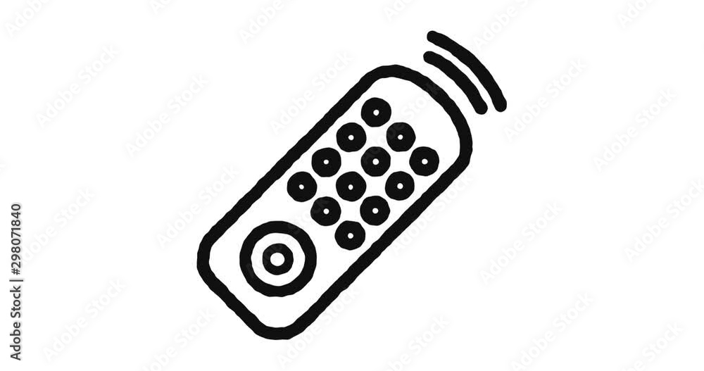 Poster remote control outline icon animation footage/video. hand drawn like symbol animated with motion gra