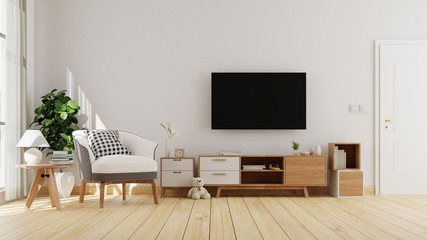 Interior poster mock up living room with colorful white sofa . 3D rendering.