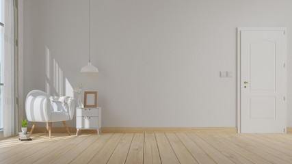 Interior poster mock up living room with colorful white sofa . 3D rendering.