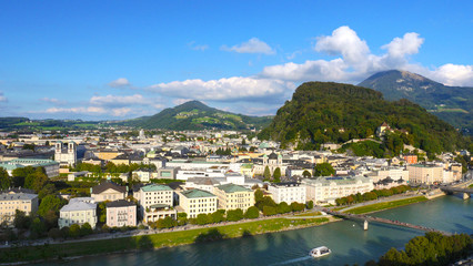 Fototapeta na wymiar View over the City of Salzburg, Winter