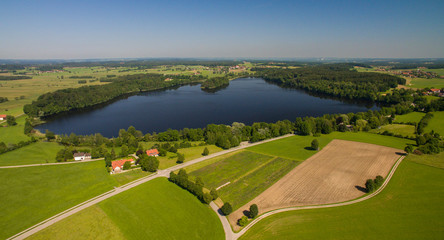 Aerial View to Abtsdorf near Abtsdorfer See, Bavaria, Germany