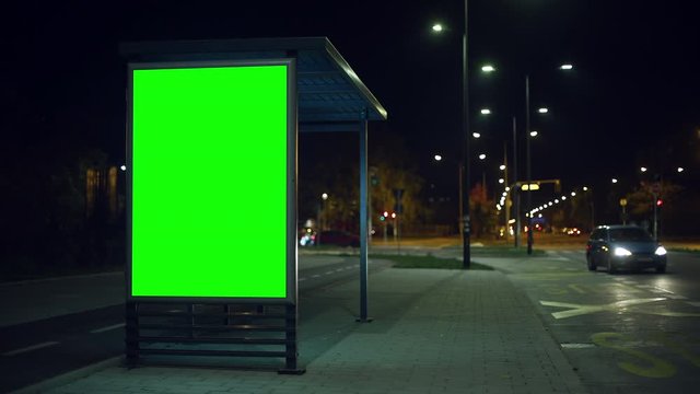 Bus stop advertising poster mock up at night