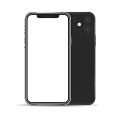 New smartphone mockup black color isolated on background