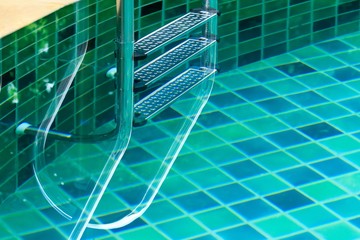 Fototapeta premium Close up stair in swimming pool.
