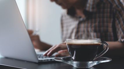 Man working on laptop computer