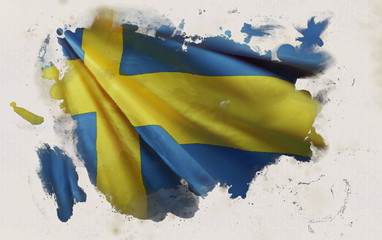 Swedish Flag, Sweden National Colors Background  <<3D Rendering>>