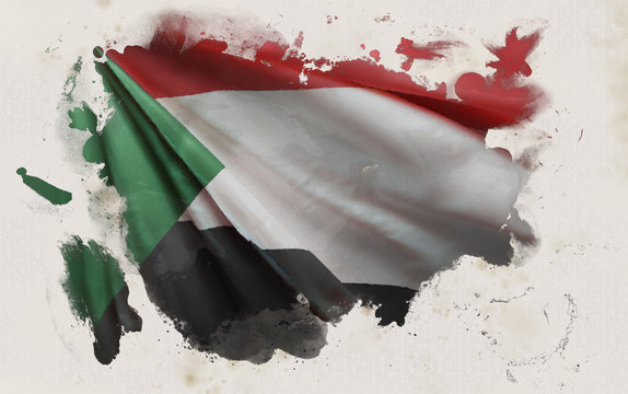 Sudanese Flag, Sudan National Colors Background  <<3D Rendering>>