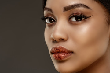 Beauty black skin woman African Ethnic female face. Young african american model. Lux model.