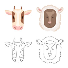 Isolated object of agriculture and breeding logo. Collection of agriculture and organic stock vector illustration.