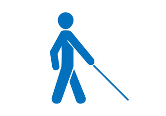 blind man blue icon vector 