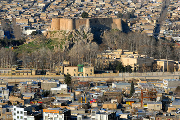 Sights of Iran. Falak-ol-Aflak castle - main touristic attraction in Khorramabad town. Lorestan province, Zagros Mountains, Iran.