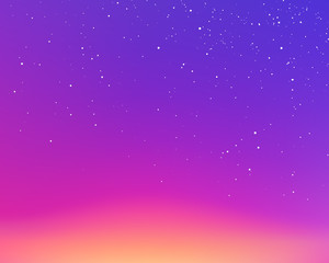 Starry evening violet sunset sky vector gradient background