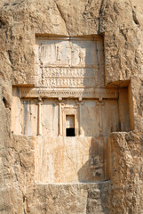 Rock tombs of Naqsh-e Rostam. Allegedly of ancient iranian kings Darius III, Artaxerxes I, Darius I and Xerxes I. Iran.