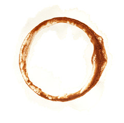 Stains from a glass with coffee on a white background