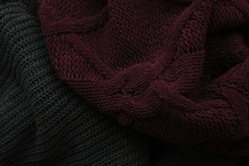 Beautiful knitted grey and purple sweater view