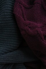 Beautiful knitted grey and purple sweater view
