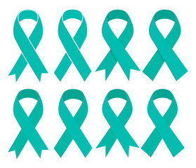 Turquoise awareness ribbon. Vector illustration.