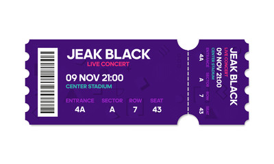 Live Concert music or Dance, vector tickets templates. Template of Ticket