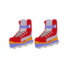 Red and grey strap on ice skates