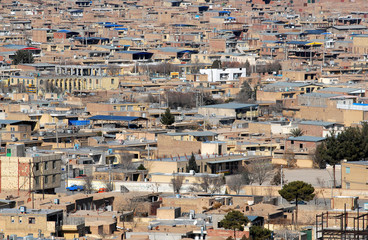 Panorama of Kerman town, Iran.