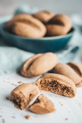 The cookies coffee beans shaped in the plate