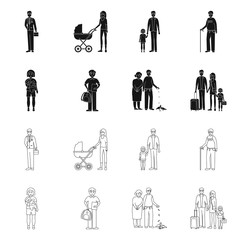 Isolated object of character and avatar icon. Set of character and portrait stock symbol for web.