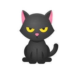 Black cat vector illustration, Halloween gradient style icon