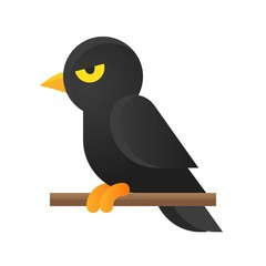 Crow vector illustration, Halloween gradient style icon