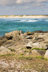 Fototapeta na wymiar La mer, surf spot de la pointe de la Torche, Finistère, Bretagne