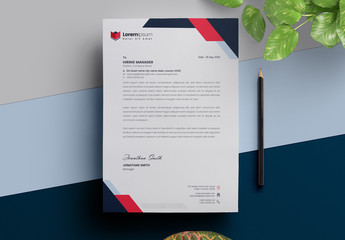 Letterhead Layout with Red Accents