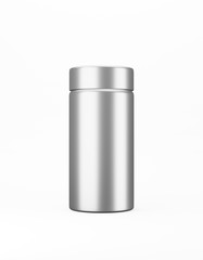 Big metal jar with lid mock up on white background. Template packaging food, cosmetics, chemistry. 3D rendering