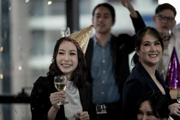 group of friends in club.group of young people having fun in night club	