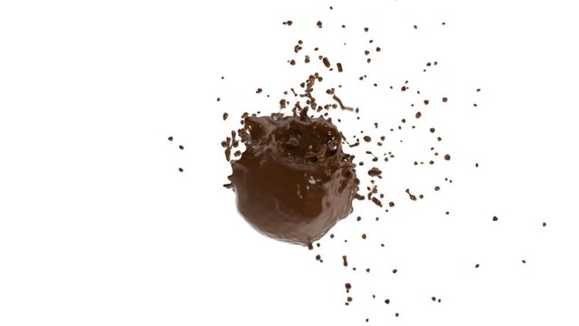chocolate explosion on white background