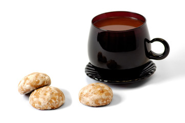 Coffe cup and spice cake