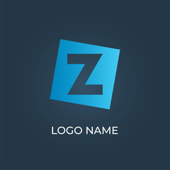 Letter Z on square logo isolated. Alphabet vector image