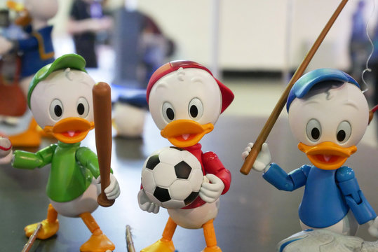 KUALA LUMPUR, MALAYSIA -MARCH 30, 2019: Fictional cartoon characters from Disney. It was the collector item and displayed for view and for sale.   