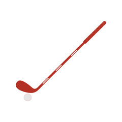 Dark brown golf stick with a white ball