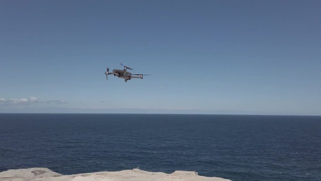 Drone flying in the cliffs of the Royal National Park, Sidney.