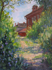 original pleinair oil on canvas painting of rural landscape