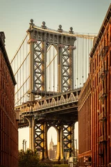 Poster Manhattan manhattan bridge while sunset, new york