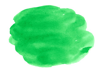 Watercolor green background with clear borders and divorces. Black and white watercolor brush stains. With copy space for text.