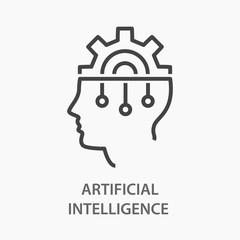 Artificial intelligence line icon on white background.