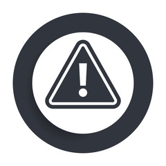 Alert icon flat vector round button clean black and white design concept isolated illustration