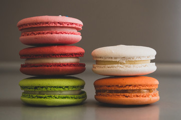 colorful macaroons on white background