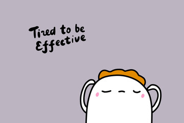 Tired to be effective hand drawn vector illustration in cartoon comic style man with closed eyes