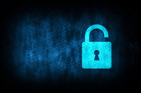 Padlock open icon abstract blue background illustration digital texture design concept