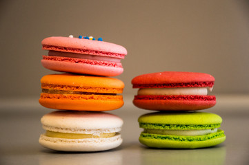 colorful macaroons on white background