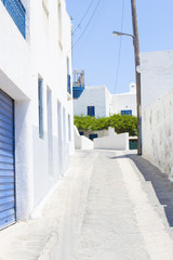 Typical streets on Milos islands, Cyclades Islands, Greece.
